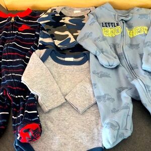 Bundle of five newborn to three month boys long sleeved onesie
